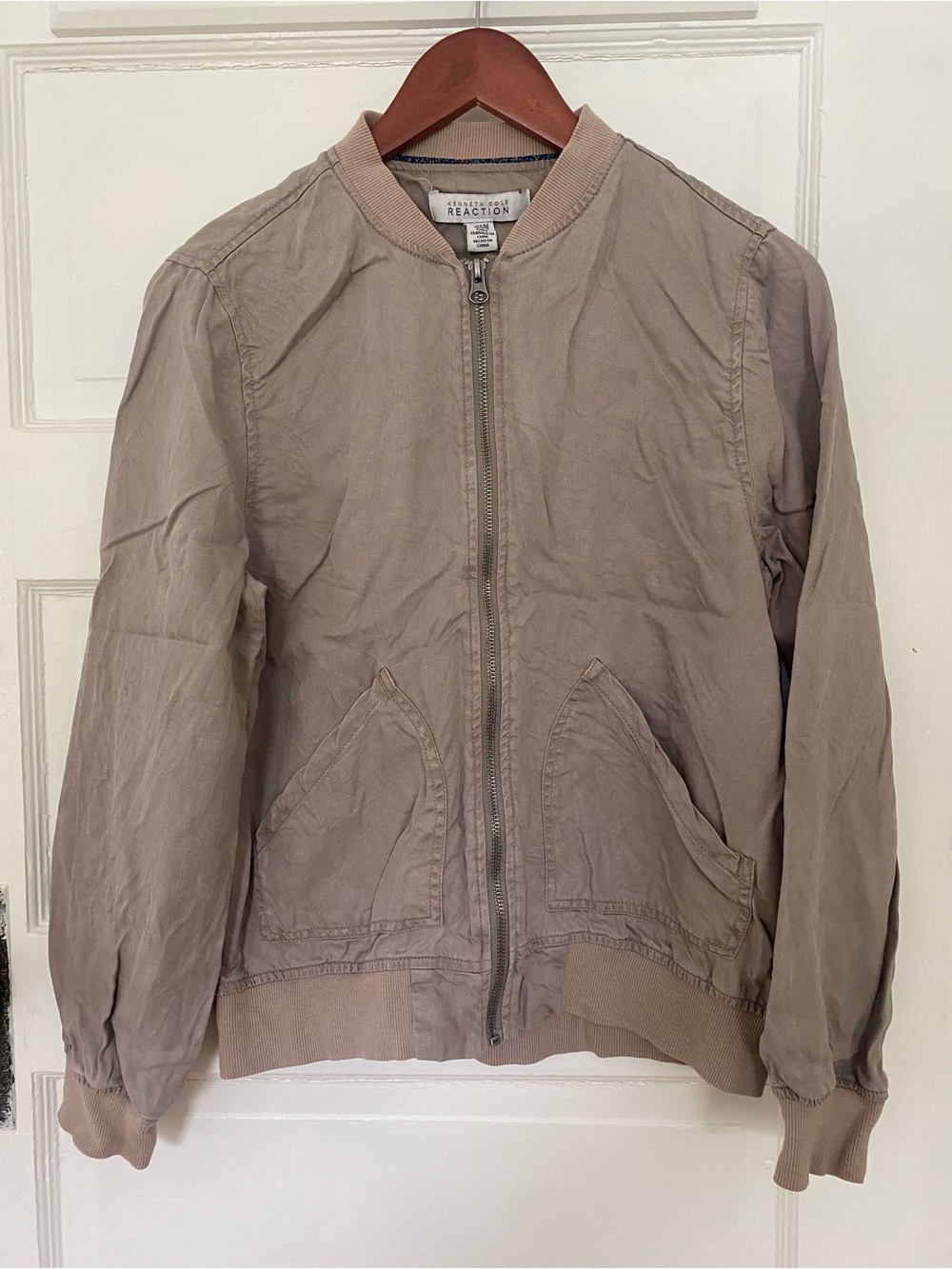 Kenneth Cole Reaction Taupe Light Bomber Jacket